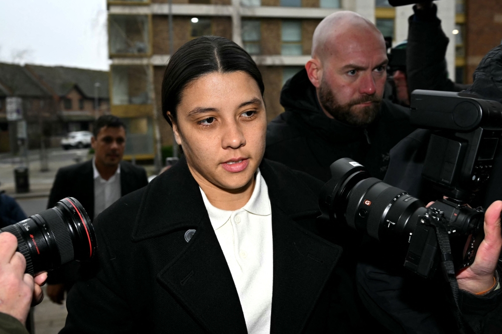 Chelsea's Australian striker Sam Kerr arrives at Kingston Crown Court in south London on February 11, 2025. — AFP pic