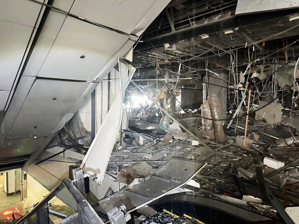 An explosion at the Shin Kong Mitsukoshi store in Taichung, Taiwan killed four people and left another ‘without vital signs’ on February 13, 2025. — AFP/Taiwan Central News Agency pic 