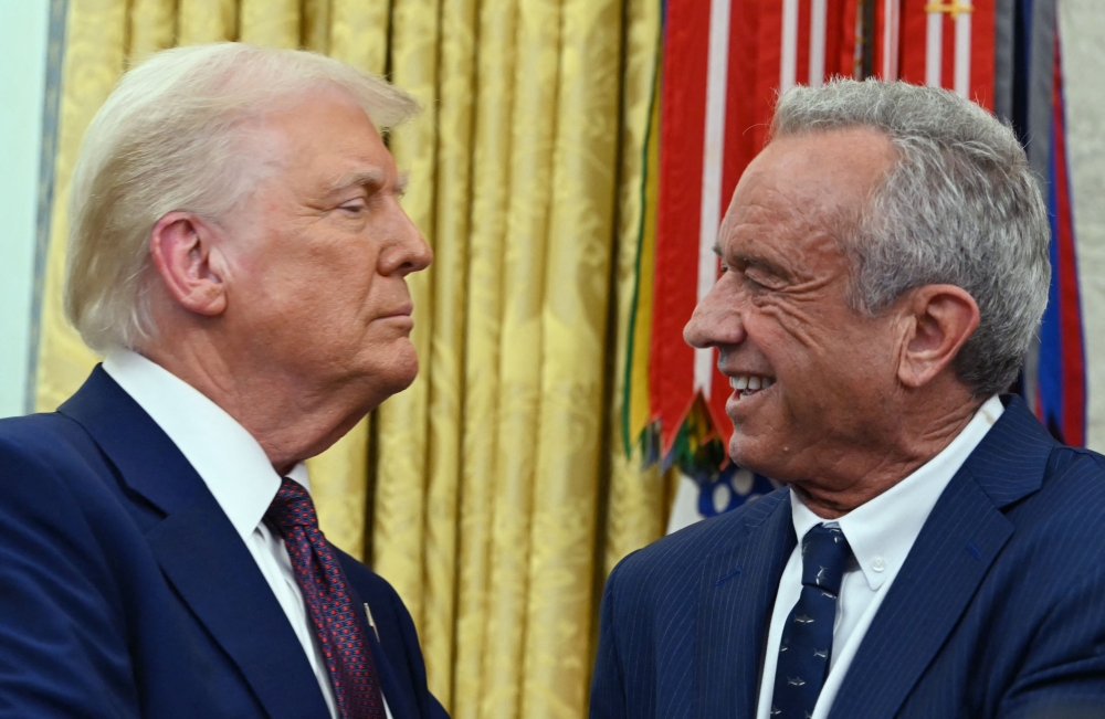 US Secretary of Health and Human Services Robert F. Kennedy Jr. with US President Donald Trump after a swearing in ceremony in the Oval Office. – Pic by AFP