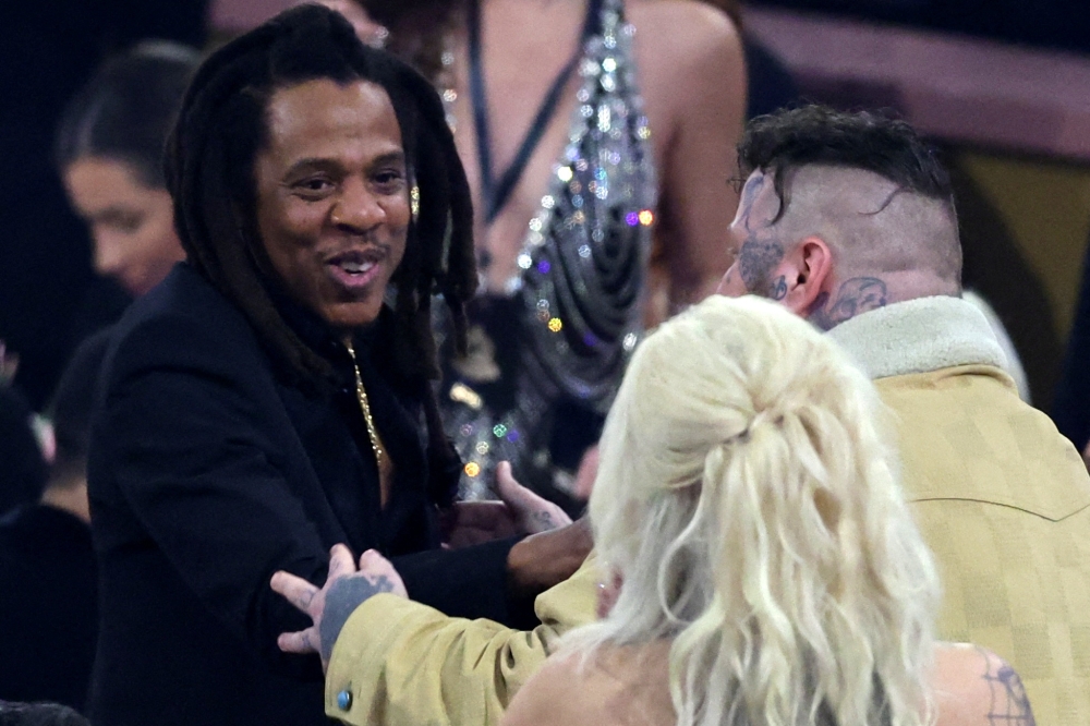 Jay Z chats with Jelly Roll during the 66th Annual Grammy Awards in Los Angeles, California February 4, 2024. — Reuters pic  