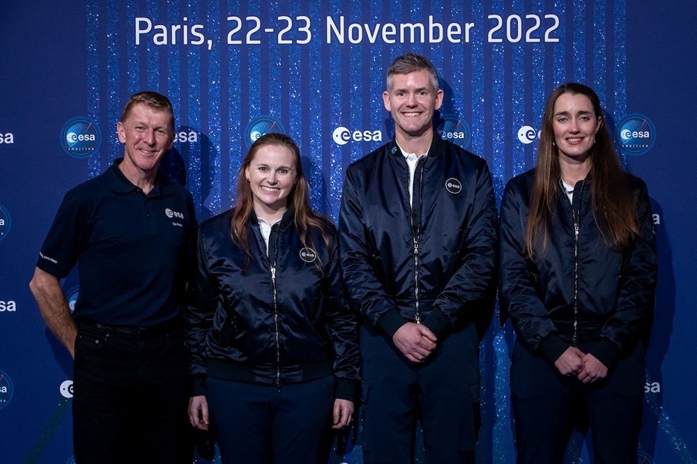 (From left) European Space Agency’s British astronaut Major Tim Peake, ESA Astronaut Class of 2022 Meganne Christian, ESA’s British astronaut John McFall and ESA Astronaut Class of 2022 Irish Rosemary Coogan. — AFP pic