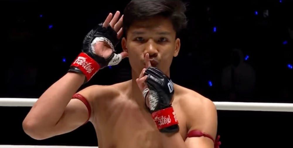 Aliff Rakib defeated Russian Shamil Adukhov in 70 seconds at the One Fight Night event in Bangkok last week. — Screengrab from Facebook video