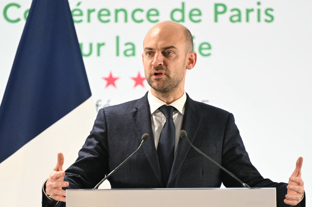 France's Minister for Europe and Foreign Affairs Jean-Noel Barrot gives a press conference following the International Conference on Syria at the Ministerial Conference Center, in Paris on February 13, 2025. — AFP pic