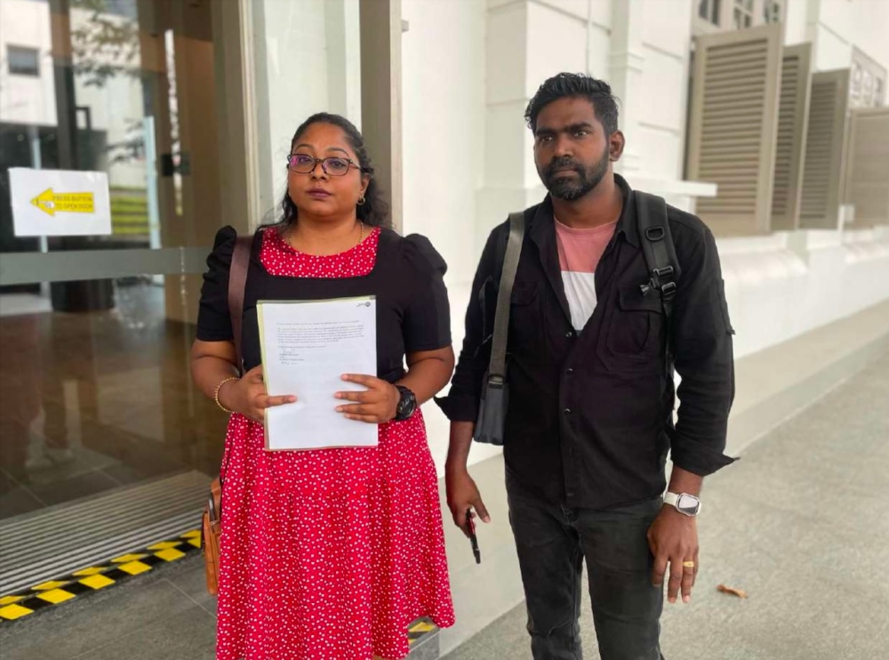 Pannir Selvam Pranthaman's family members an appeal to the Law Society of Singapore, February 18, 2025. — Picture courtesy of Transformative Justice Collective