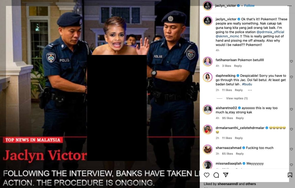 Singer Jaclyn Victor was upset to see doctored images of herself online. — Screenshot of Instagram/Jaclyn_Victor