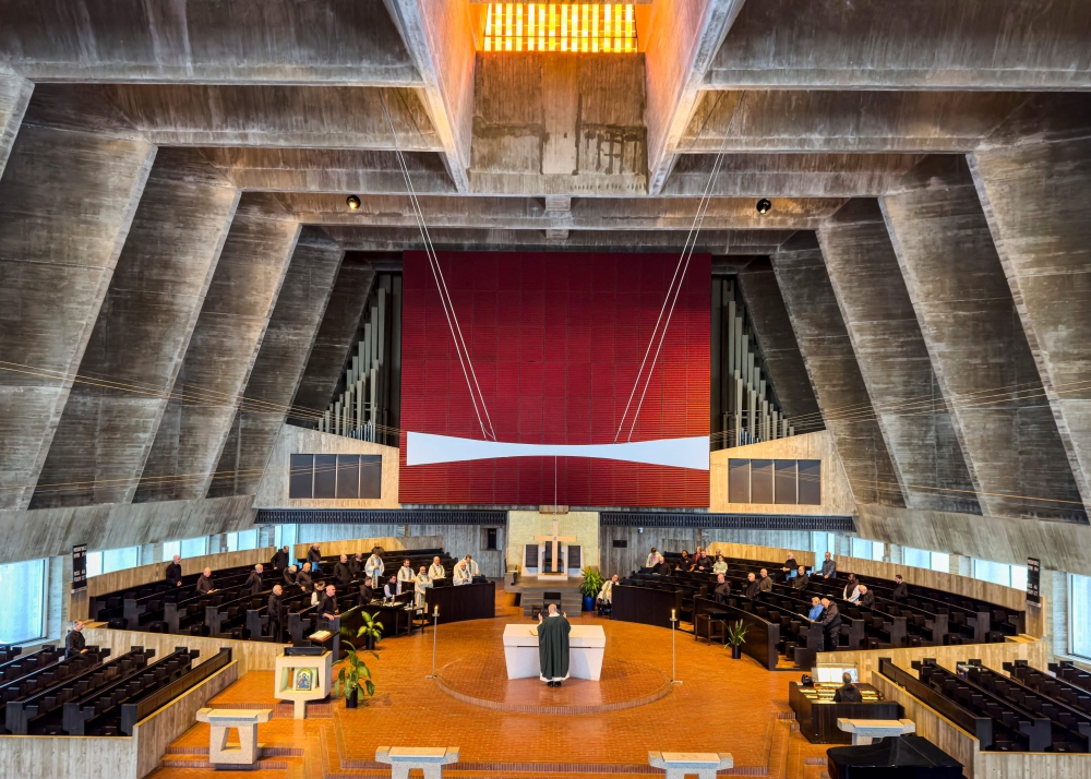 Monks attend the daily 5pm Mass at Saint John's Abbey in Collegeville, Minnesota, on February 18, 2025. — AFP pic