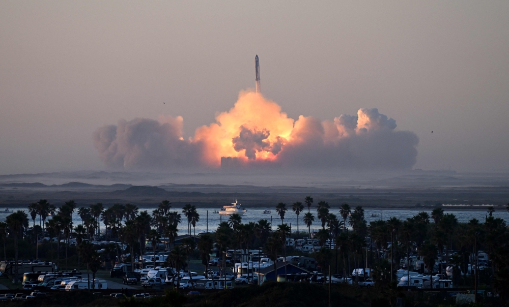SpaceX’s Starship rocket launches from Starbase during its second test flight in Boca Chica, Texas November 18, 2023. — AFP pic