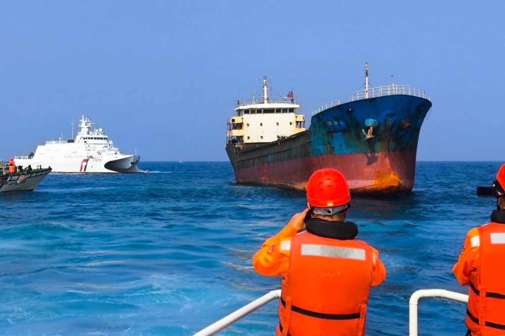 The detained Togolese-registered ship, Hongtai in Penghu. — Pic by AFP
