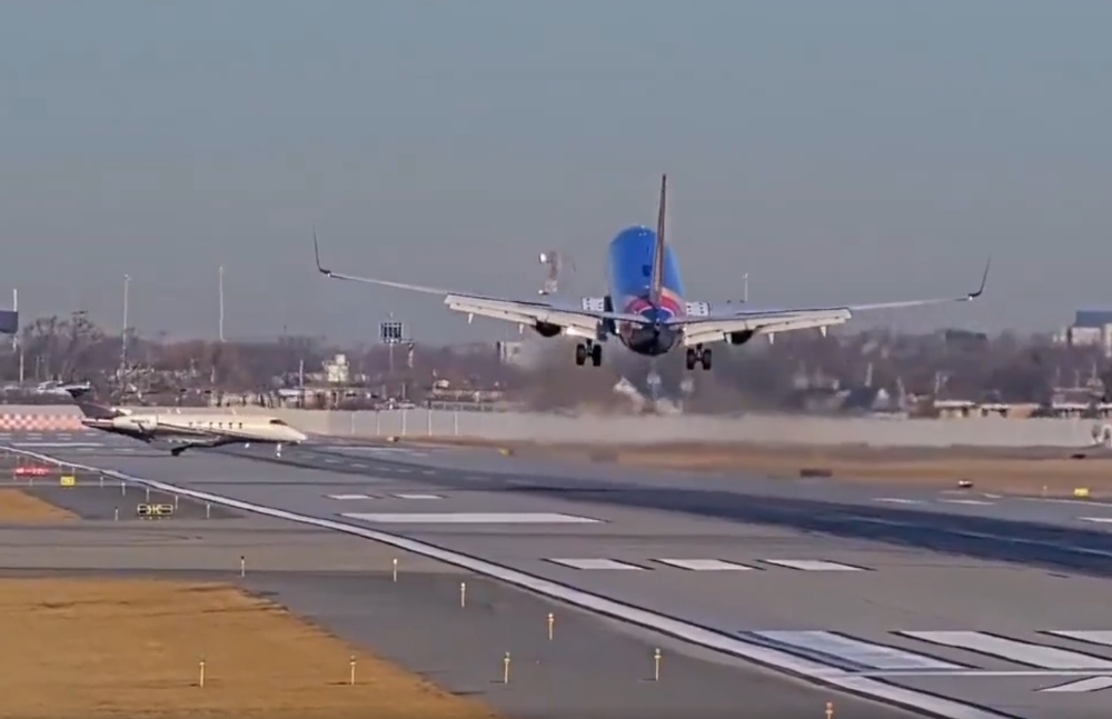 A dramatic video posted on social media showed the Southwest jet nearing touchdown then ascending sharply. The FAA and National Transportation Safety Board are investigating.