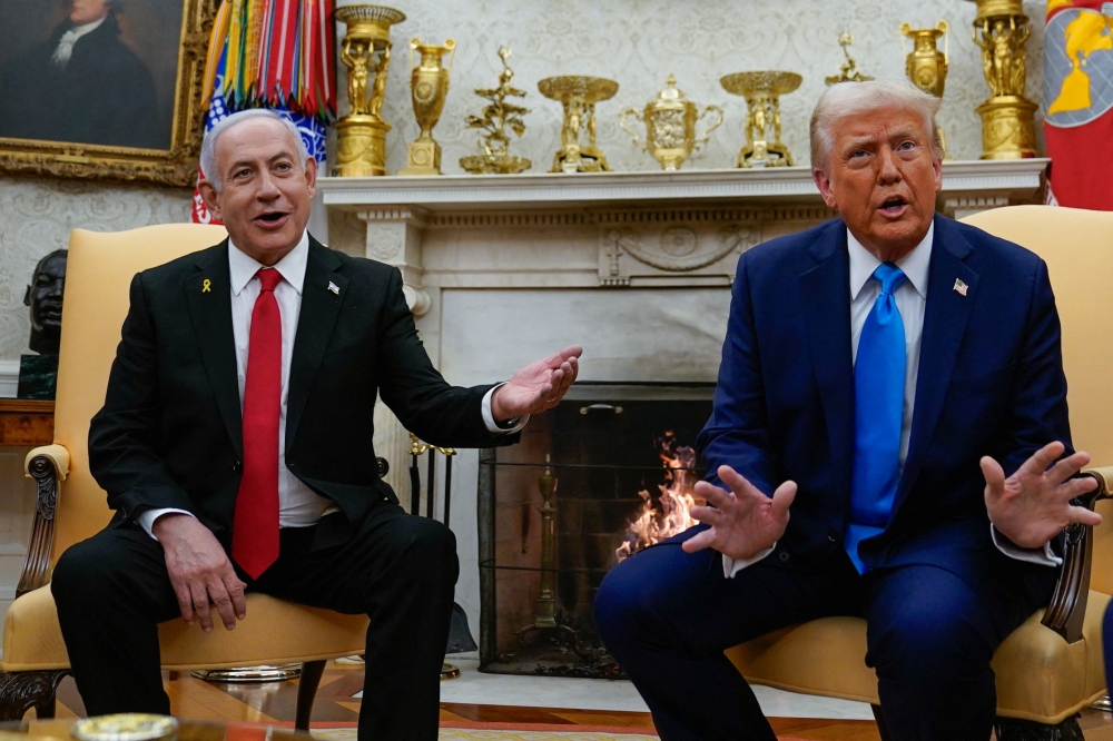 US President Donald Trump and Israeli Prime Minister Benjamin Netanyahu meet at the White House in Washington, US, February 4, 2025. — Reuters pic
