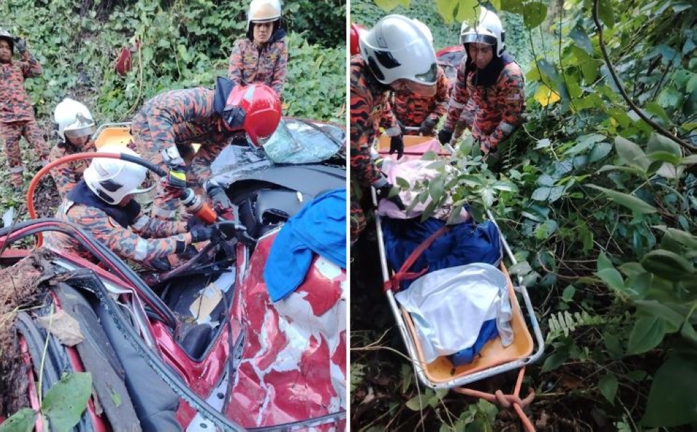 Kota Tinggi District Police Chief Supt Yusof Othman said the 19-year-old victim died at the scene due to severe head injuries. — Bernama pic/Kota Tinggi Fire and Rescue Station