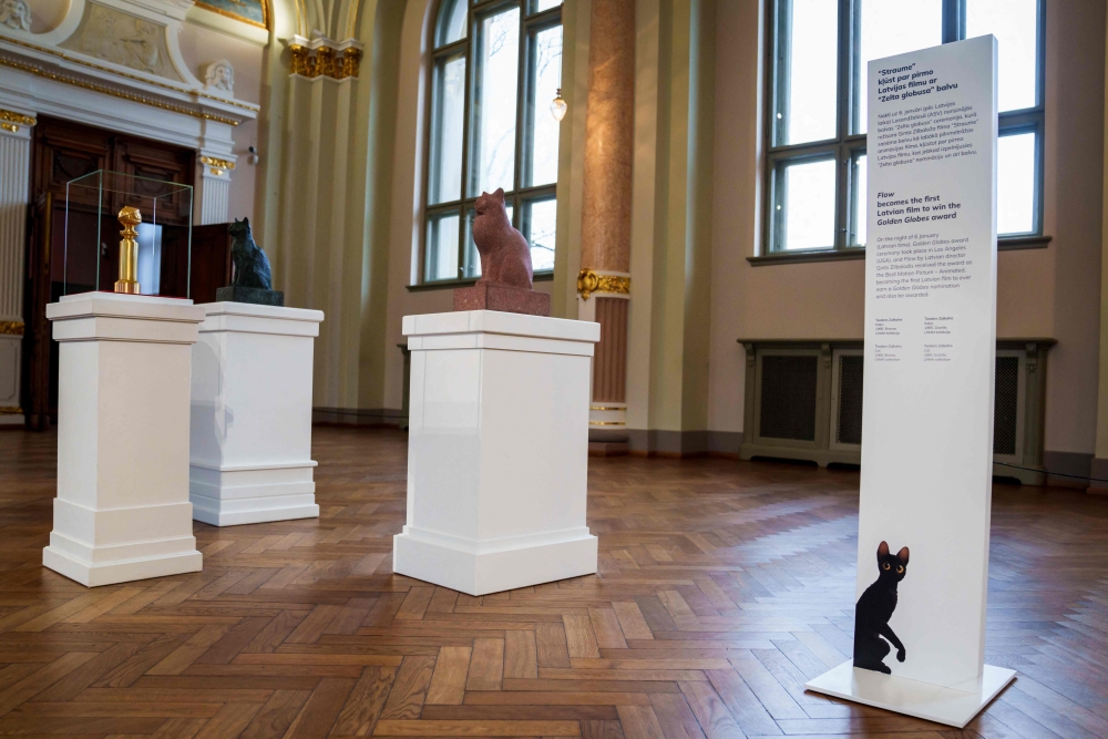 The Golden Globe award (L) for the animated movie 