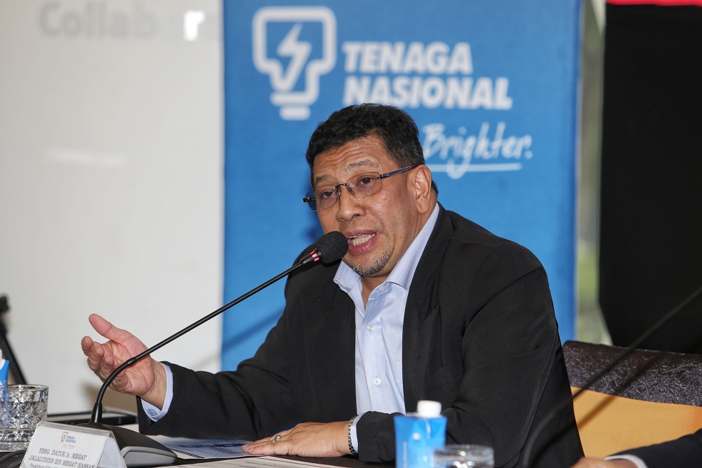 TNB President and CEO Datuk Megat Jalaluddin Megat Hassan speaks during a press conference on the TNB financial results in TNB Platinum, Kuala Lumpur February 28, 2025. — Picture by Choo Choy May