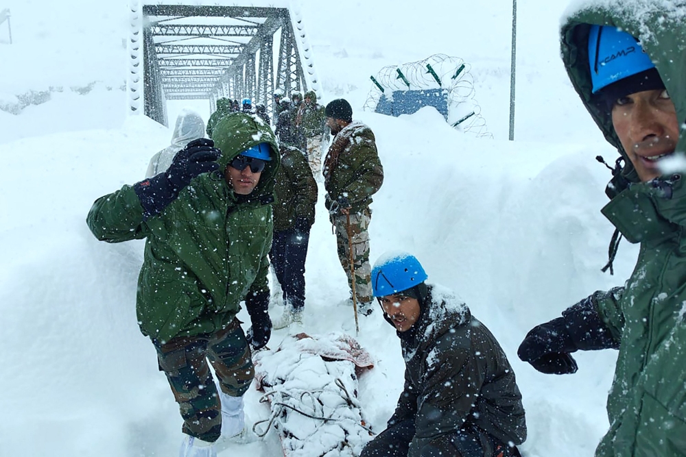 The death toll from an avalanche in northern India climbed to seven on Sunday as survivors recalled their dramatic rescue after hours buried under the snow and debris. — AFP pic/Department of Information and Public Relations (DIPR) Uttarakhand