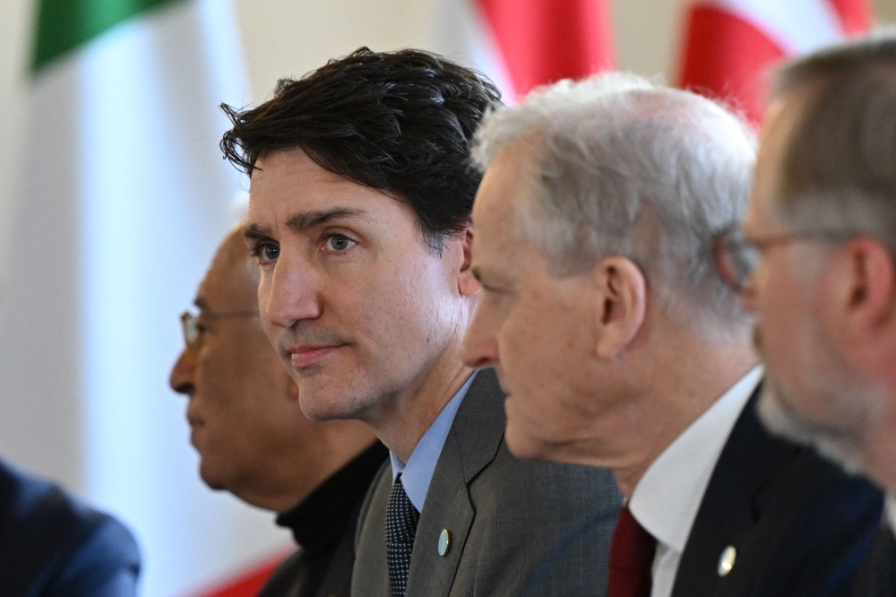 Canada's Prime Minister Justin Trudeau attends a plenary meeting at a summit held at Lancaster House in central London on March 2, 2025. European leaders descend upon London today for talks to 