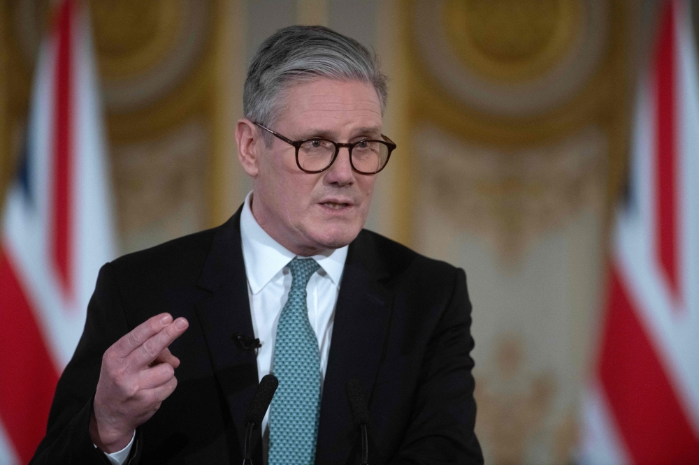 Britain's Prime Minister Keir Starmer holds a press conference after hosting a summit of European leaders at Lancaster House in central London on March 2, 2025. European leaders descend upon London today for talks to 