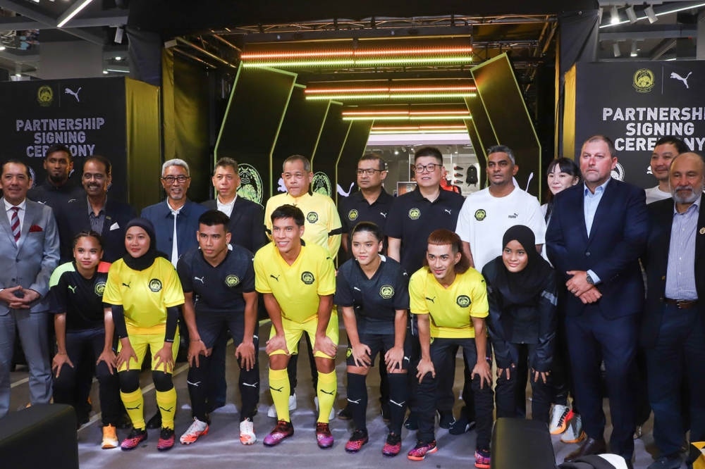 The Football Association of Malaysia (FAM) while announcing its new sponsorship deal with sportswear Puma. — Picture from Facebook/FAM