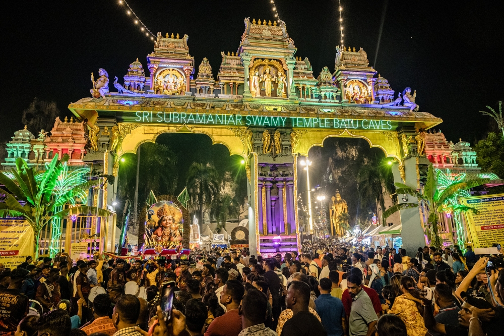 Hindu devotees make their way towards to the Batu Caves temple during Thaipusam celebration at Batu Caves February 11, 2025. — Picture by Firdaus Latif
