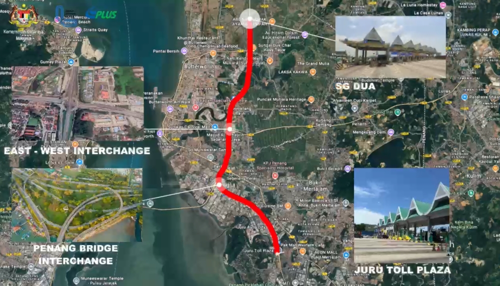 The alignment of the Juru-Sungai Dua Elevated Highway. — Picture by Opalyn Mok