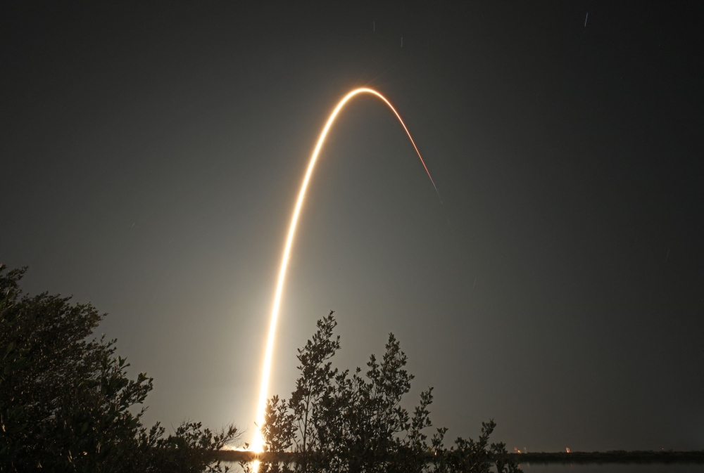 Intuitive Machines' Athena lander on top of a SpaceX Falcon 9 rocket streaks toward space after lifting off from Launch Complex 39A at Nasa's Kennedy Space Centre, Florida February 26, 2025. — AFP pic
