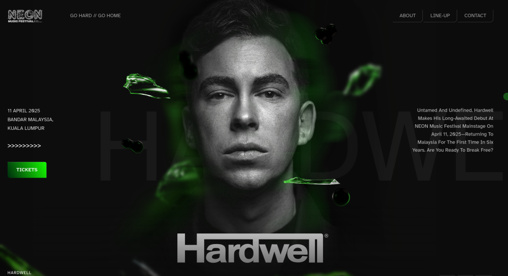 DJ Hardwell is featured on the NEON Music Festival (NMF) 2025 website.