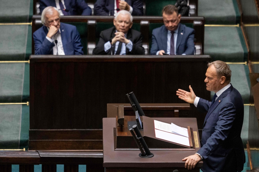 Polish Prime Minister Donald Tusk on Friday announced a slew of measures aimed at boosting his country’s defence, including a possible exit from a landmark anti-mines treaty and large-scale military trainings for men. — AFP pic