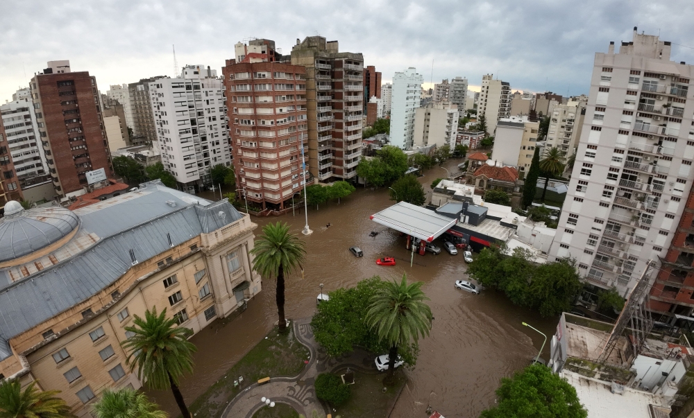 A drone view shows a flooded area in the city of Bahia Blanca, in the province of Buenos Aires, Argentina March 7, 2025. — Reuters pic 