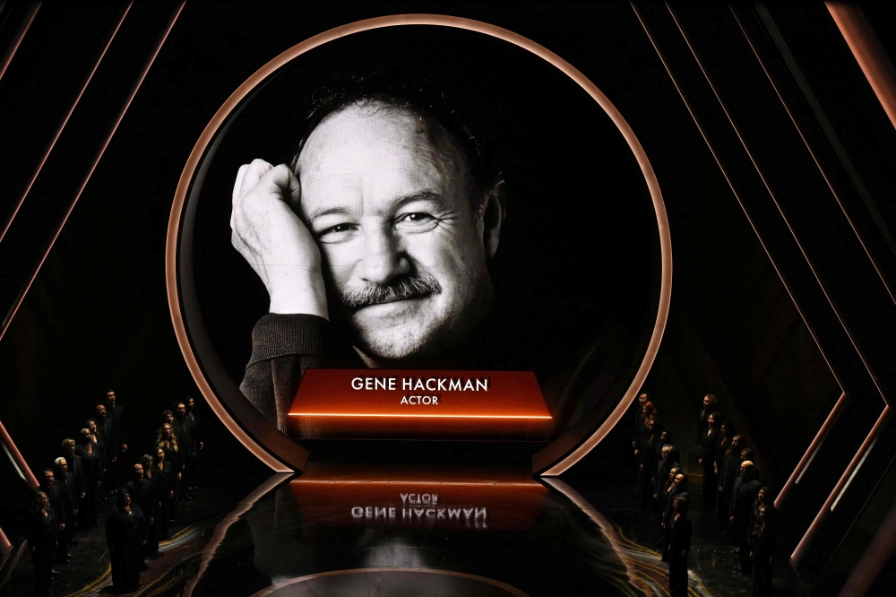 An image of late US actor Gene Hackman is seen at the 97th Annual Academy Awards in Hollywood, California on March 2, 2025. — AFP pic