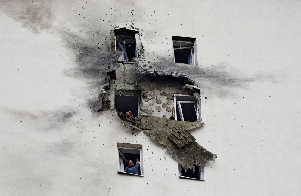 A view shows a multi-storey residential building damaged in a recent Ukrainian drone attack, according to local authorities, in the course of Russia-Ukraine conflict, in Vidnoye, Moscow Region, Russia March 11, 2025. — Reuters pic 