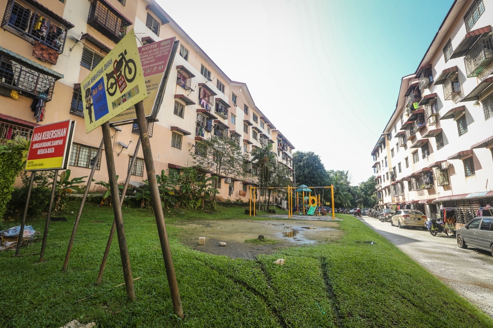 A general view of the playground at Idaman Apartment where 6-year old autistic boy, Zayn Rayyan Abdul Matin was last seen. — Picture by Yusof Mat Isa
