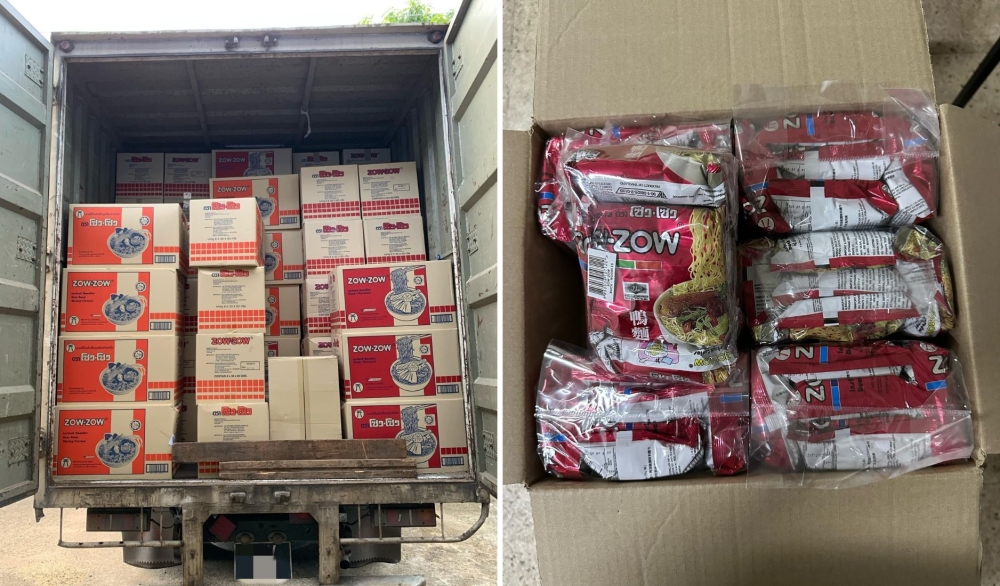 Southeast Brigade GOF commander, Datuk Nik Ros Azhan Nik Ab Hamid, said a 46-year-old local male driver, who was delivering the noodles suspected to have been smuggled from a neighbouring country, was also arrested. — Picture via Facebook/Briged Tenggara PGA Rasmi