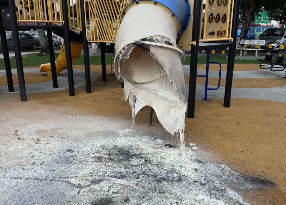 A playground set in Jinjang Baru is pictured in a vandalised state. — Picture courtesy of the Kuala Lumpur City Hall (DBKL)