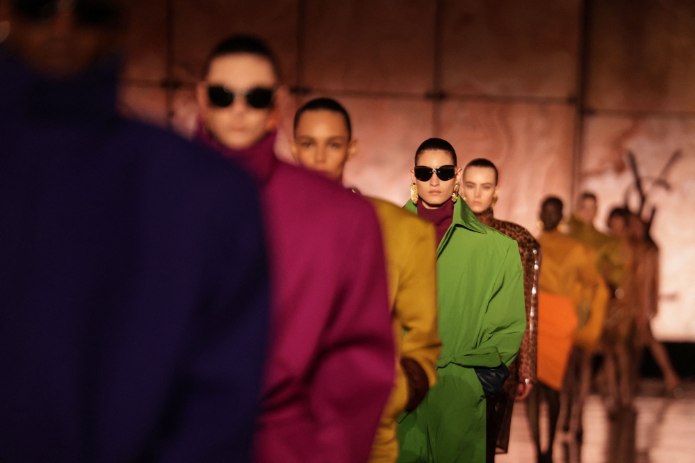 Oversized jackets from Saint Laurent. — AFP pic