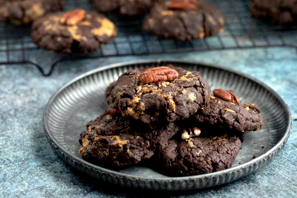 Peanut butter pecan chocolate cookies.