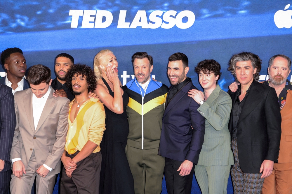 Jason Sudeikis and the cast of Ted Lasso attend the Apple Original Series ‘Ted Lasso’ Season 3 Red Carpet Premiere at Westwood Village Theatre, Los Angeles, California March 7, 2023. — Reuters pic