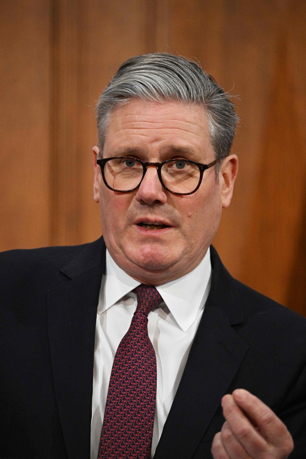 Britain's Prime Minister Keir Starmer during a press conference in the Downing Street Briefing Room after hosting virtual meeting with international leaders to discuss support for Ukraine. — AFP pic
