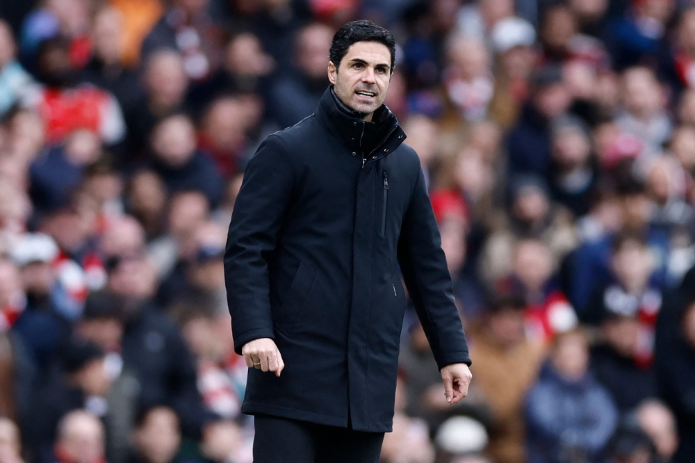 Arsenal's Spanish manager Mikel Arteta looks on during the English Premier League football match between Arsenal and Chelsea at the Emirates Stadium in London yesterday. — AFP pic