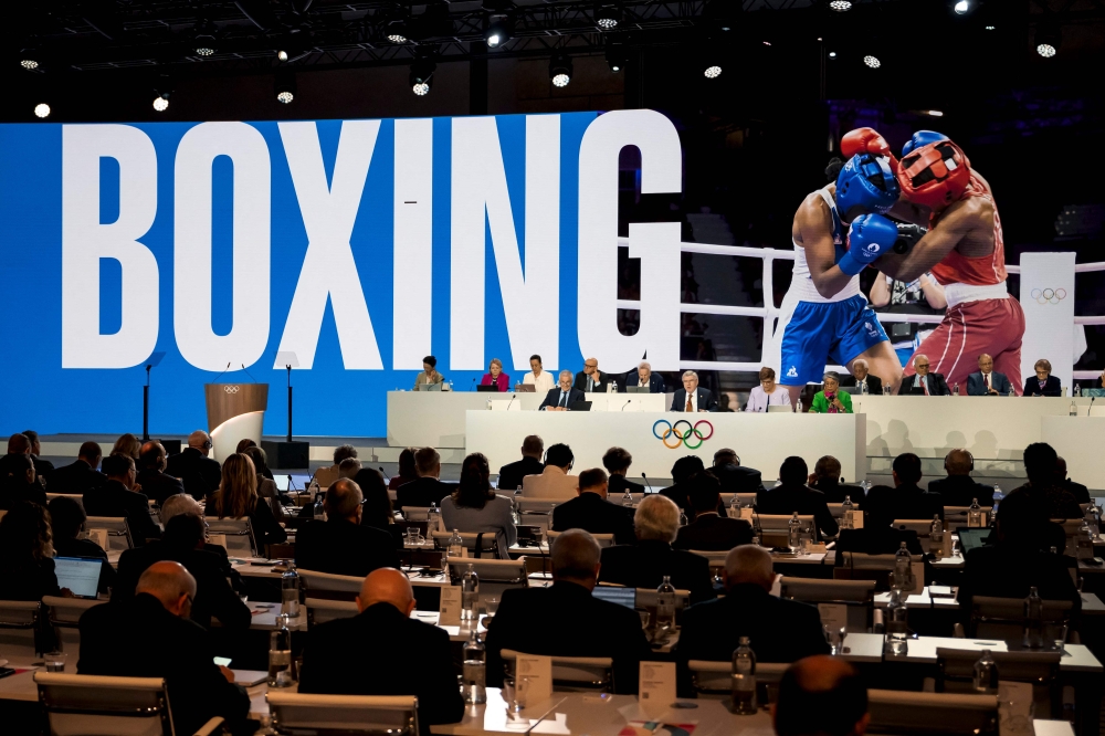 A photo shows a general view of the International Olympic Committee (IOC) 144th IOC Session prior to a vote on boxing in Costa Navarino, Greece, on the election day of the next IOC President, on March 20, 2025. — AFP pic