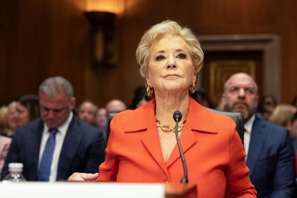 Education Secretary Linda McMahon has been directed to “take all necessary steps to facilitate the closure of the Department of Education and return education authority to the States.” — AFP pic