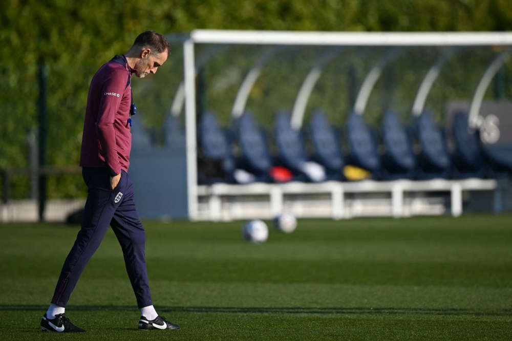 England's German head coach Thomas Tuchel during a practice session at Tottenham's training ground yesterday. — AFP pic 