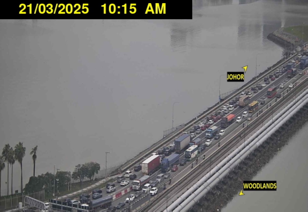 A screengrab of the congestion at Woodlands Checkpoint at 10.15am today, heading towards Johor.