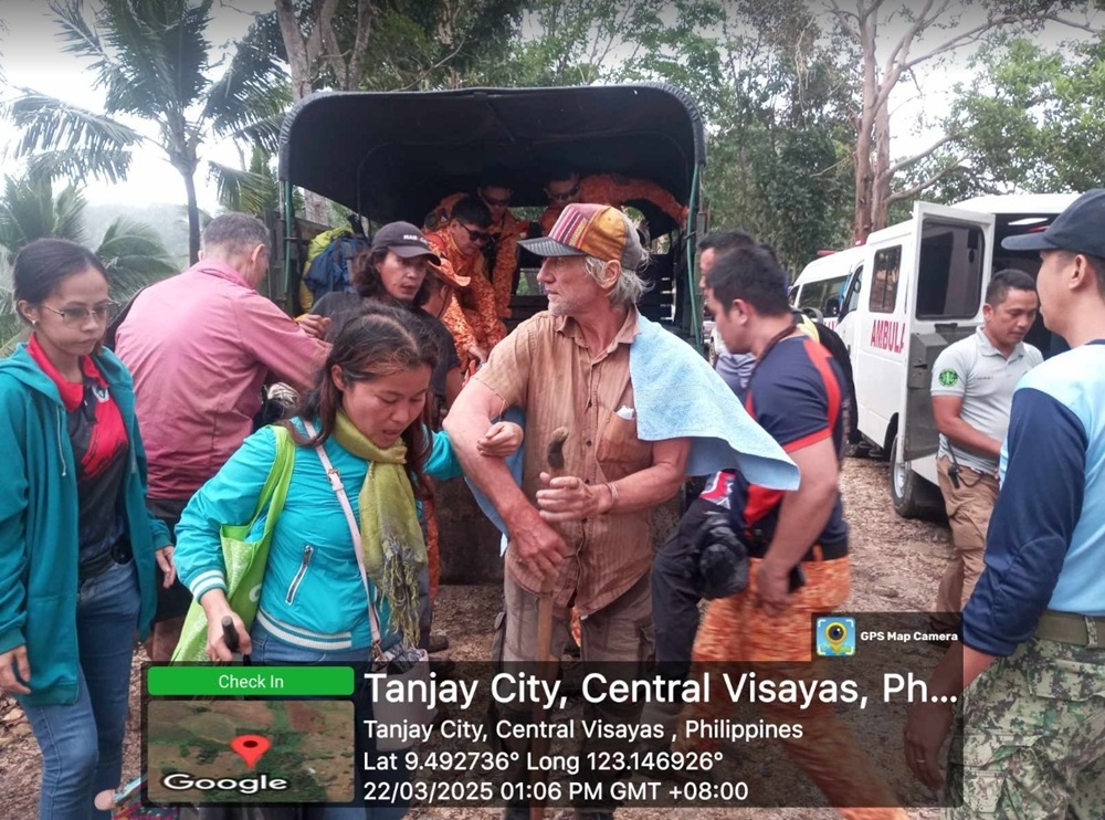 Four foreign hikers missing for days in a mountainous area of the central Philippines were rescued today, local authorities said, a day after their two companions were found safe. — Picture via Facebook/Valencia Municipal Police Station, NOPPO 