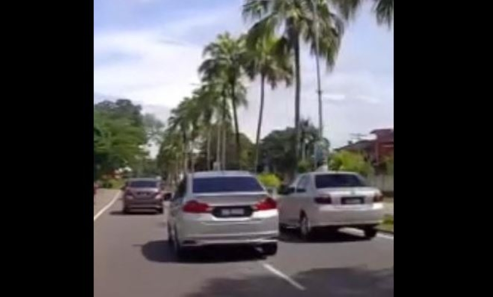 The car at the centre of the Labuan incident. — Picture via Facebook