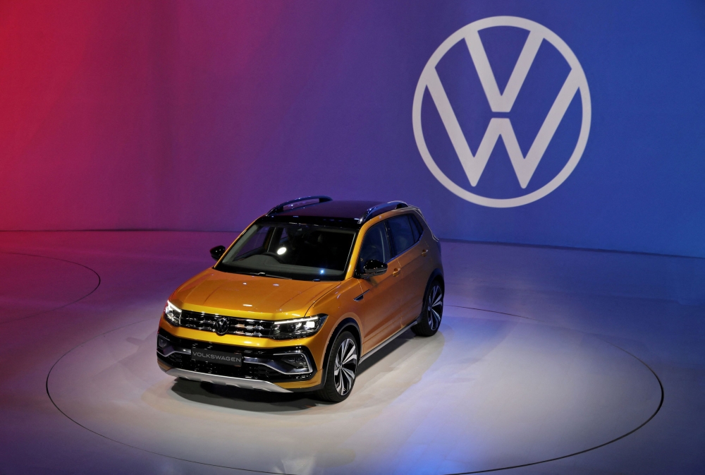 Volkswagen Taigun compact SUV car is on display after it was unvield at an event in New Delhi February 3, 2020. — Reuters pic 