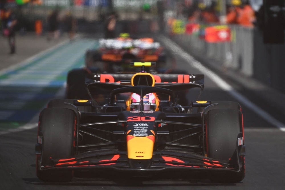 Red Bull Racing's New Zealand driver Liam Lawson drives out of the pit lane during the qualifying session of the Formula One Chinese Grand Prix at the Shanghai International Circuit in Shanghai on March 22, 2025. — AFP pic