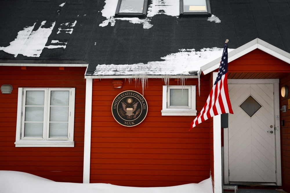 Snow covers part of the roof at the US Consulate in Nuuk, Greenland, February 5, 2025. — Reuters pic