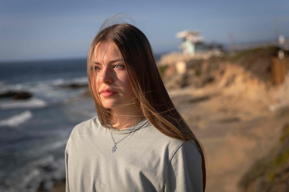 Ester Miroshnychenko stands for a portrait in La Jolla, California on March 20, 2025. — AFP pic