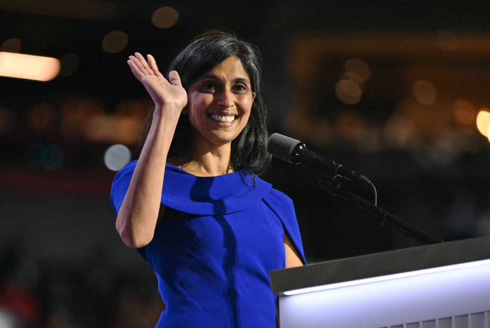 Usha Vance speaks at the 2024 Republican National Convention at the Fiserv Forum in Milwaukee, Wisconsin, on July 17, 2024. — AFP pic