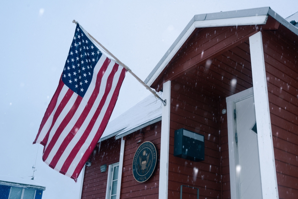 The US flag in front of the US Consulate in Nuuk, Greenland, on March 24, 2025. — AFP pic