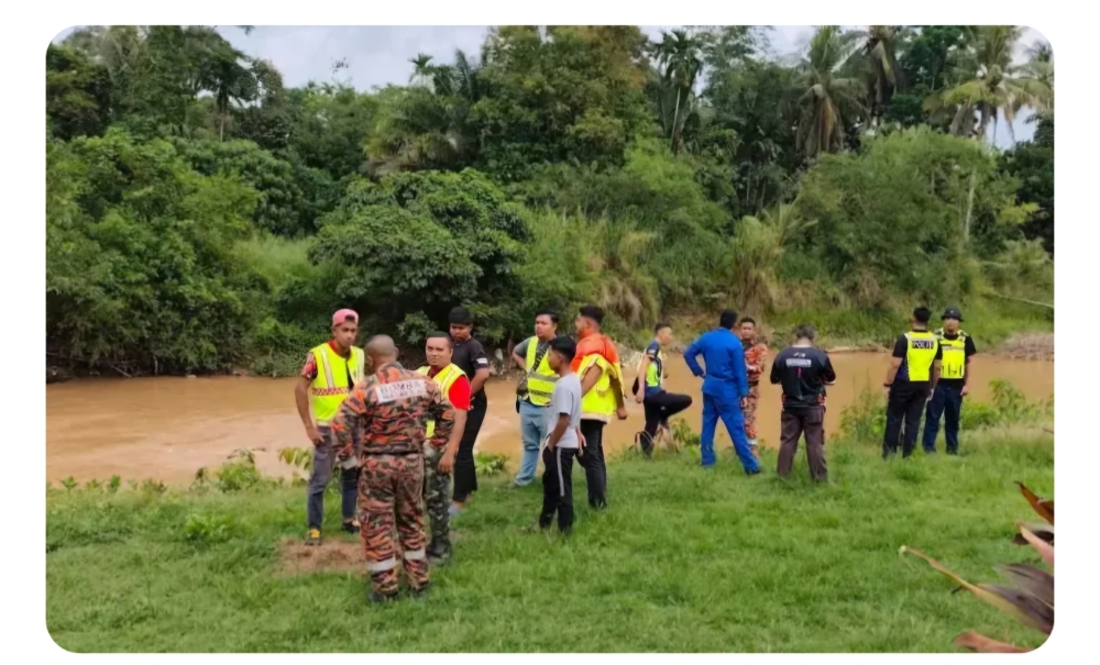 A search team is conducting investigations at a river 50m from the home of the missing child. — Picture via Facebook